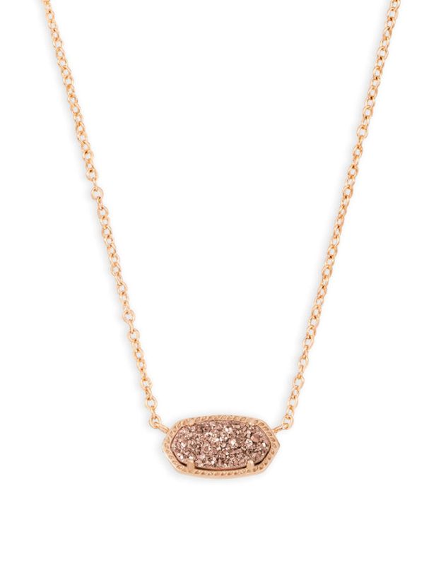 The Elisa Pendant Necklace in Rose Gold Drusy