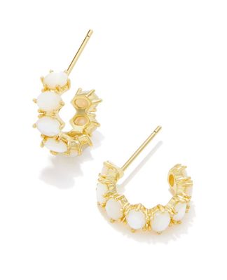 The Cailin Crystal Huggie Gold Ivory Mother of Pearl