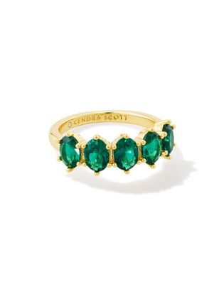 The Cailin Green Crystal Band Ring Gold