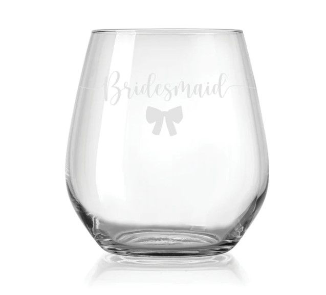 Bridesmaid Bow Stemless Wine Glass