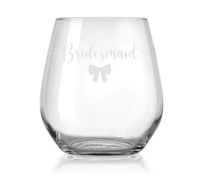 Bridesmaid Bow Stemless Wine Glass