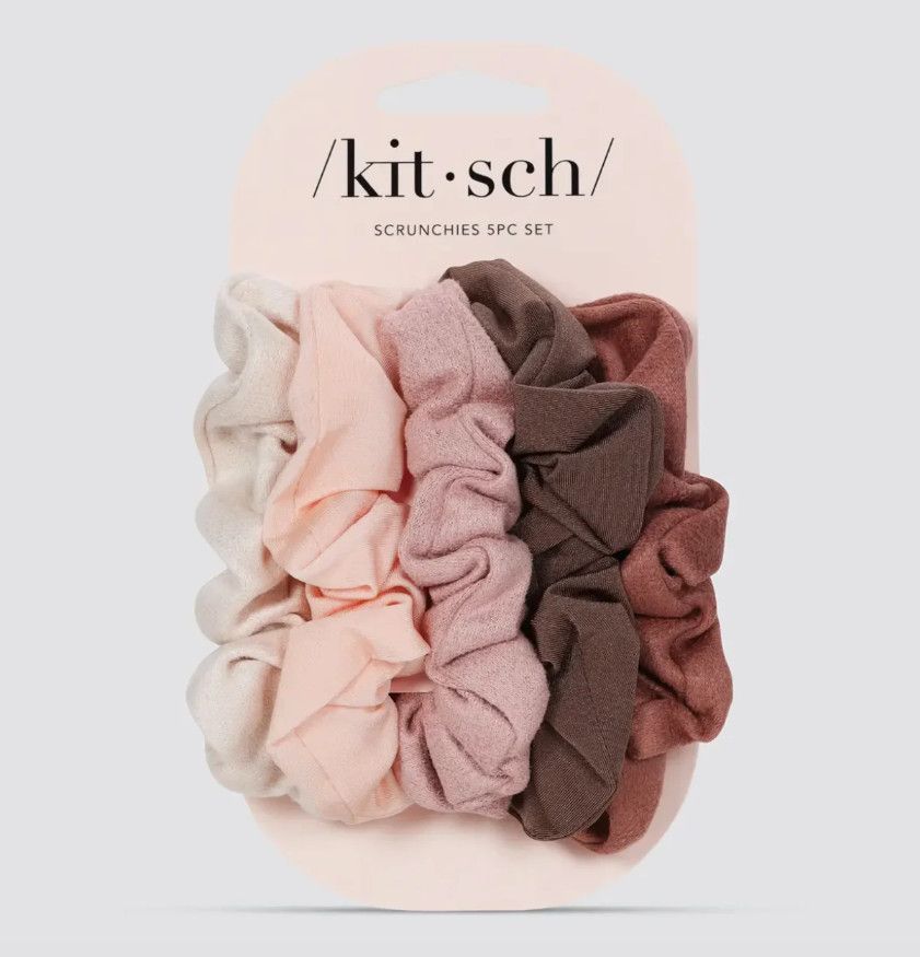 Assorted Textured Scrunchie 5 Piece Set | Terracotta