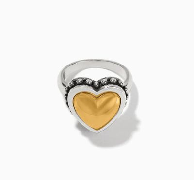 Pretty Tough Bold Heart Two Tone Ring, Size: 7