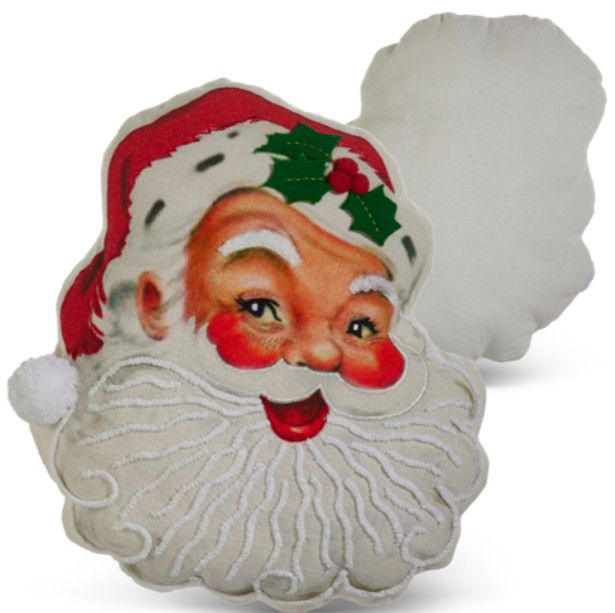 Embroidered Santa Cut Out Pillow 15&quot;