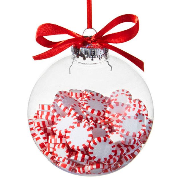 Peppermint Filled Ball Ornament