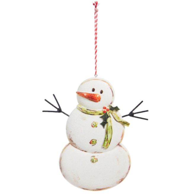 Snowman Ornament with Red Twine