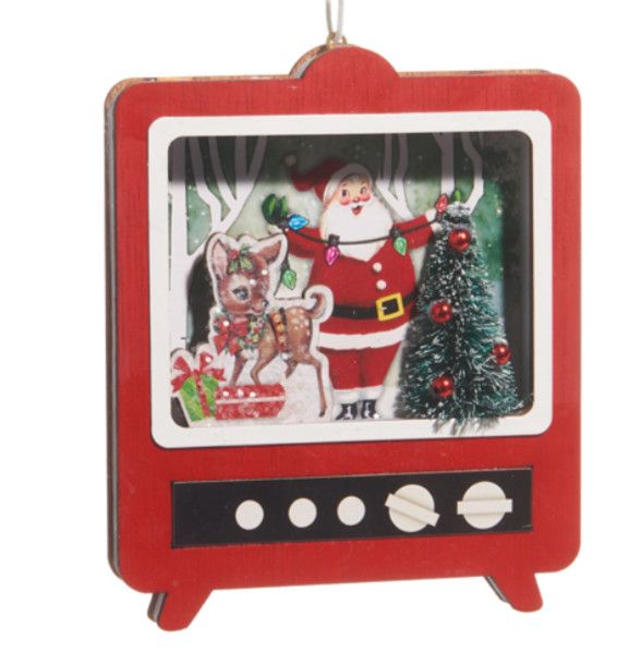 TV Cutout Santa Ornament