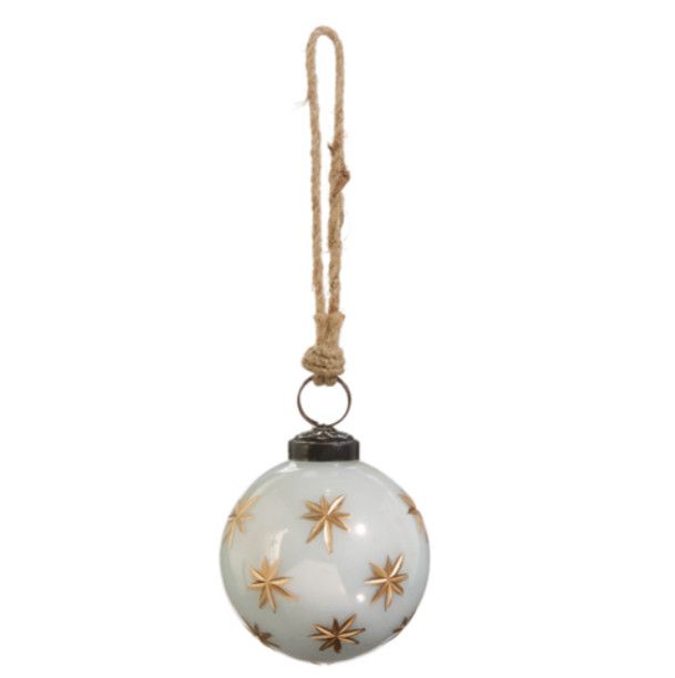 Gold Star Etched Ball Ornament