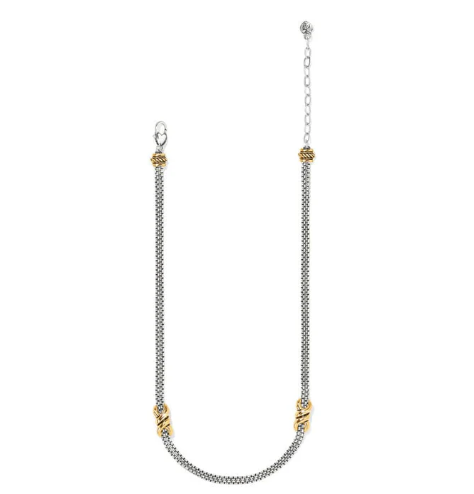 Interlok Twist Two Tone Double Chain Necklace
