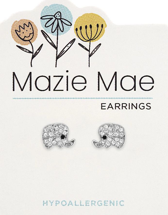 Mazie Mae Crystal Elephant Stud Earrings