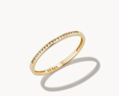 The Carey Band Ring 14K Gold White Diamond