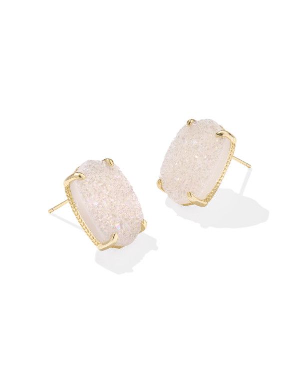 The Daphne Gold Large Stud Earrings in Iridescent Drusy