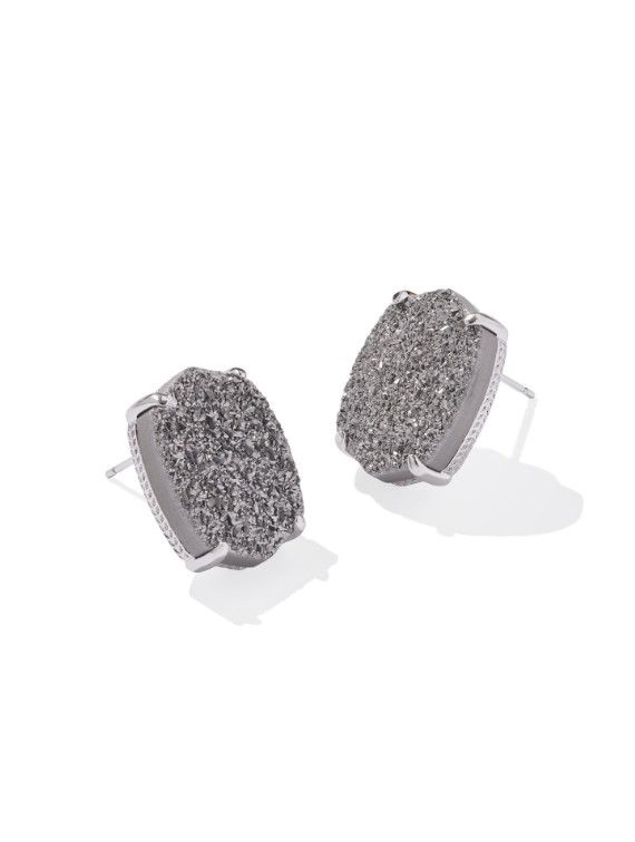 The Daphne Silver Large Stud Earrings in Platinum Drusy
