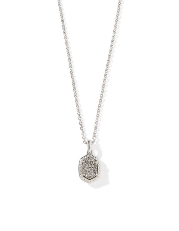 The Daphne Silver Framed Short Pendant Necklace in Platinum Drusy