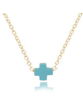 16&quot; Signature Cross Small Gold Necklace
