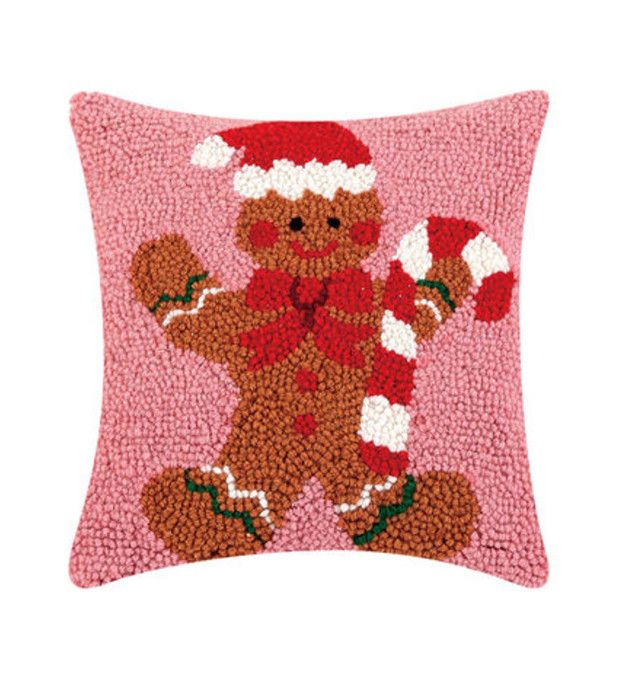 Gingerbread Man With Candy Cane Pillow