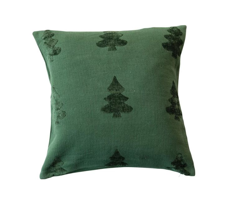 Green Woven Tree Pillow