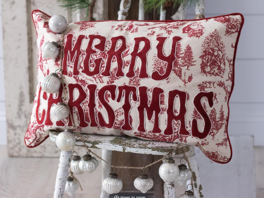 Red Christmas Toile Pillow