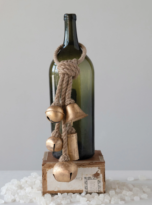 Gold Metal Bells on Jute Hanger