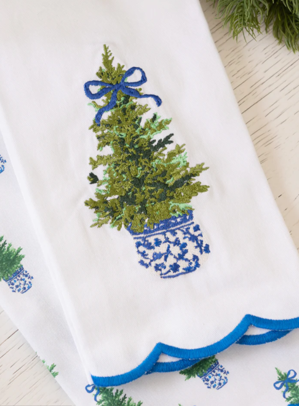 Fancy + Festive Embroidered Tea Towel