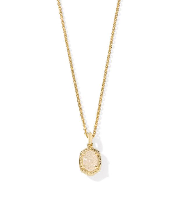 The Daphne Gold Framed Pendant Necklace in Iridescent Drusy