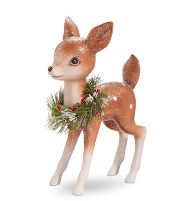 9” Vintage Deer with Wreath