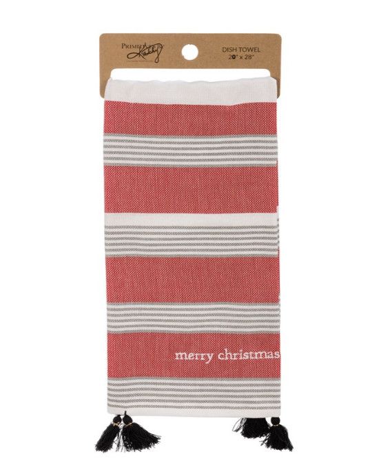Tasselled Merry Christmas Red, Grey &amp; Black