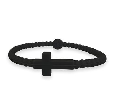 Jesus Cross Silicone Bracelet Black