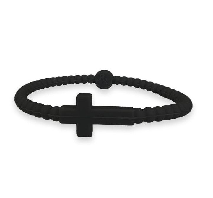 Jesus Cross Silicone Bracelet Black