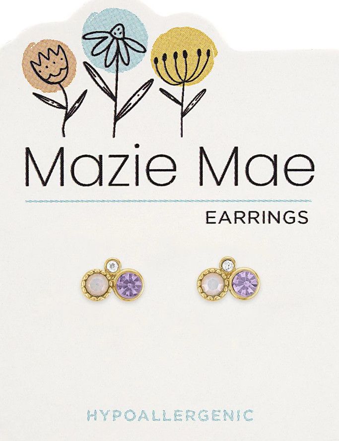 Mazie Mae Gold Purple Trio Stud Earrings