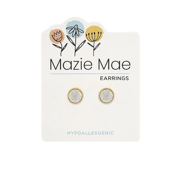Mazie Mae Sparkling White Opal Stud Earrings