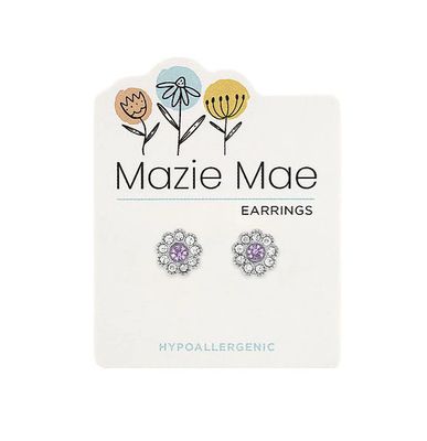 Mazie Mae Earrings | Silver Light Amethyst Stud Earrings