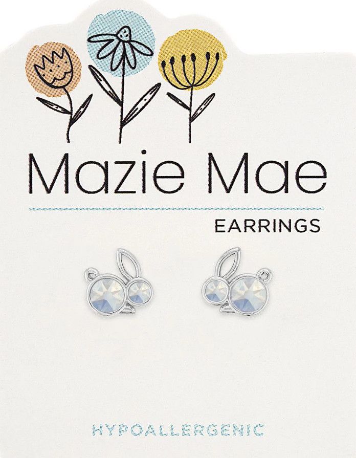 Mazie Mae White Opal Bunny Stud Earrings