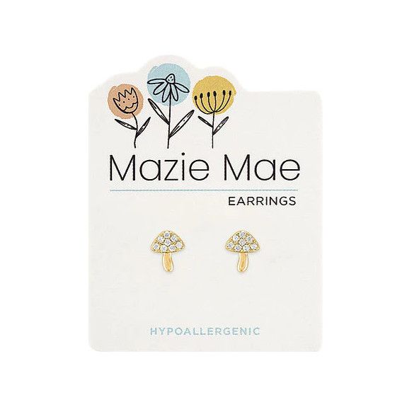 Mazie Mae Girls Earrings Gold Mushroom Stud