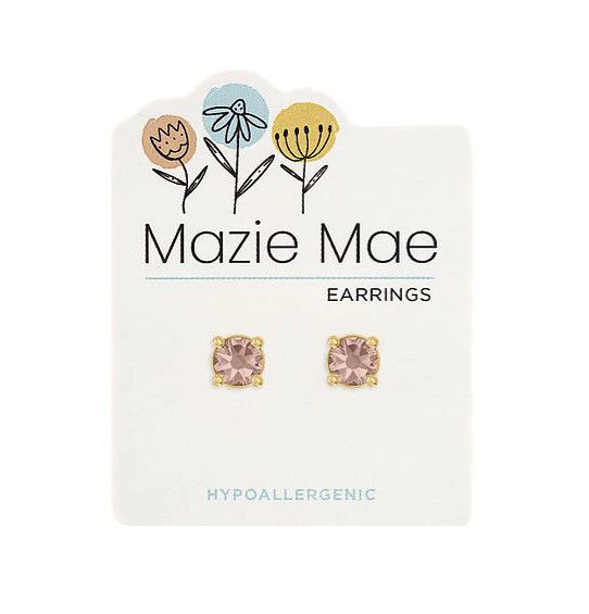 Mazie Mae Gold Vintage Rose Solitaire Earrings