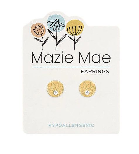 Mazie Mae Gold Outlined Sunflower Stud Earrings