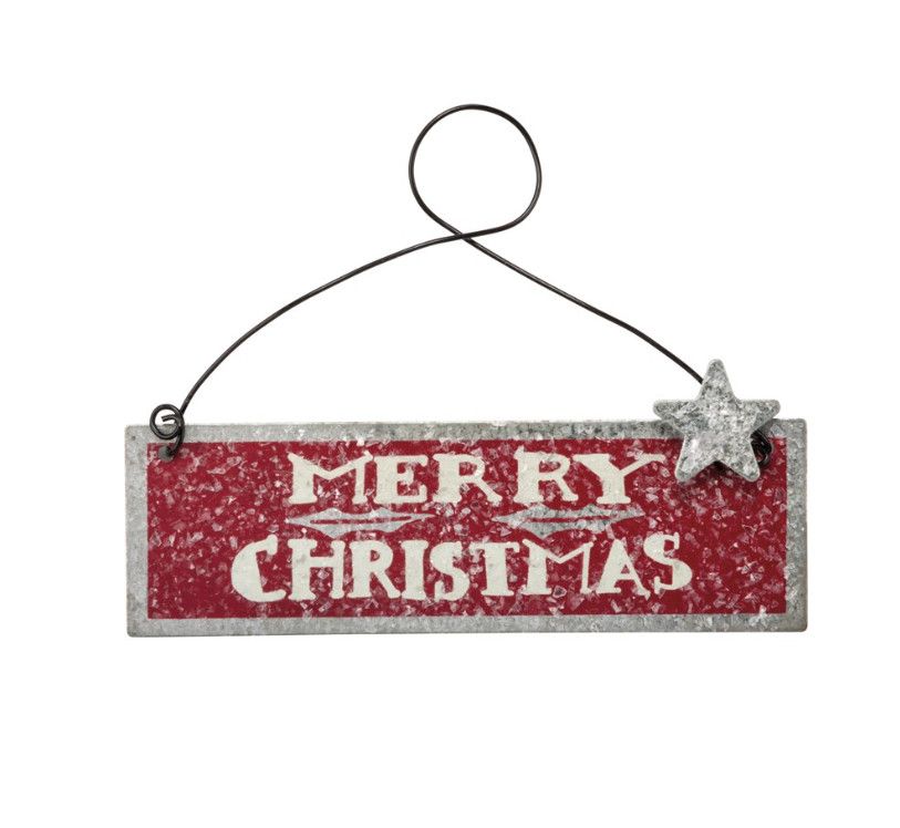 Merry Christmas Tin Gift Tag Ornament