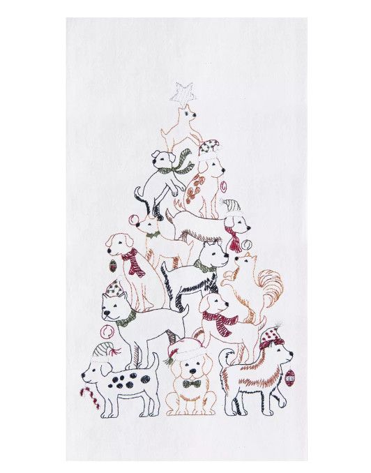 Puppy Christmas Tree Tea Towel