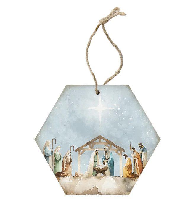 Watercolor Nativity Scene Ornament