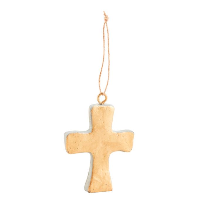 Cross Gold Concrete Ornament