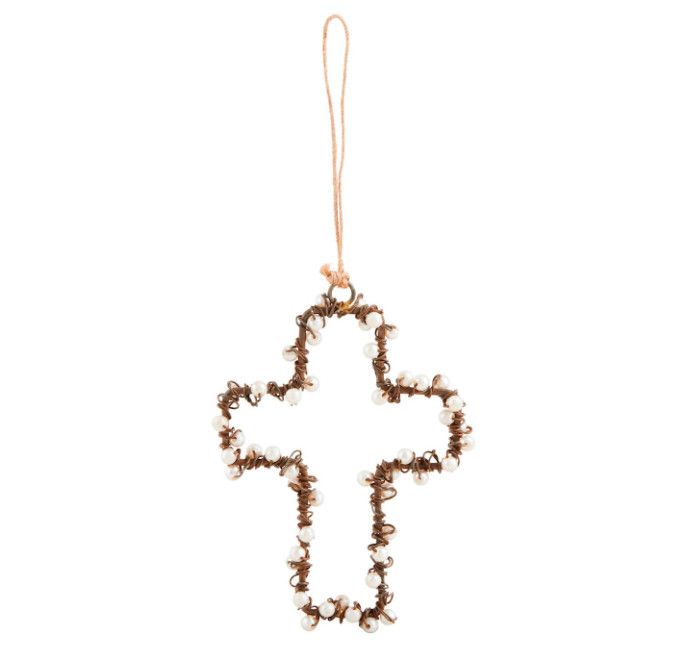 Cross Pearl Wire Ornament