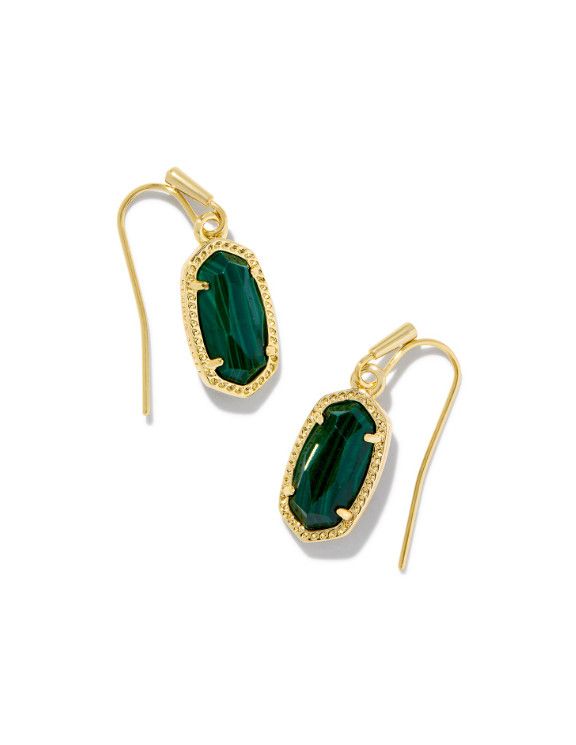 The Lee Gold Drop Earrings in Green Malachite