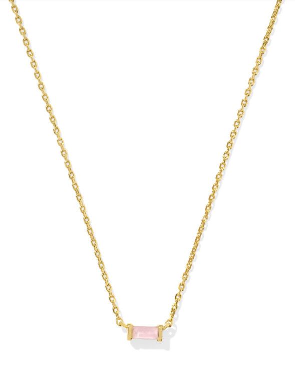 The Juliette Gold Pendant Necklace in Rose Quartz