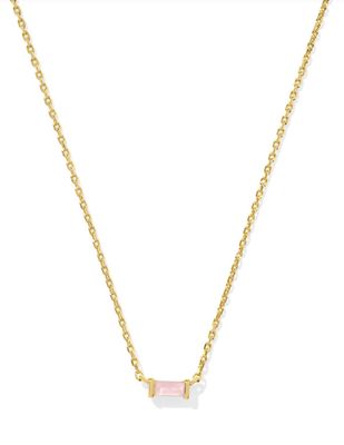 The Juliette Gold Pendant Necklace in Rose Quartz