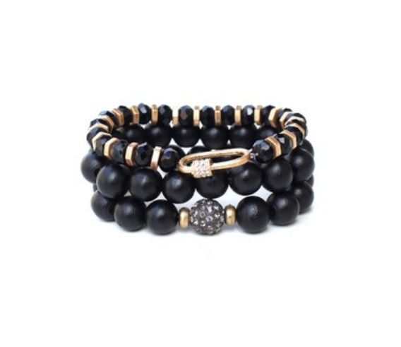 The Keenan Bracelet Set, Color: Black