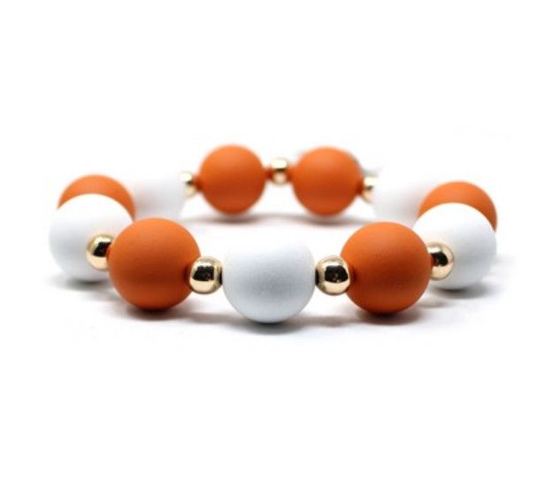 The Lad Large Bead Orange White Bracelet