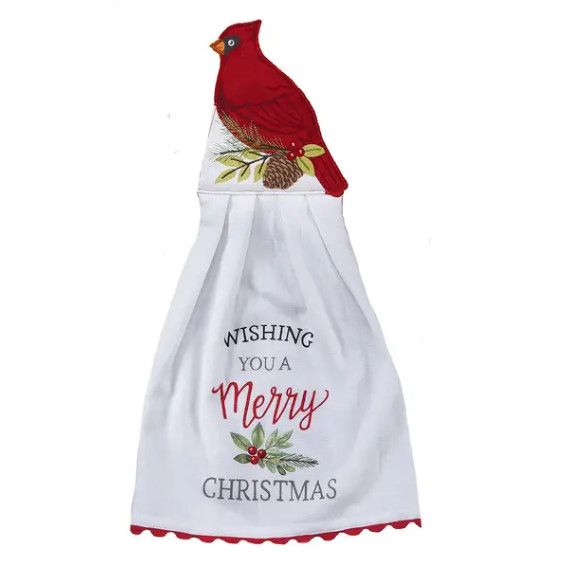 Winter Cardinal Hang Up Tea Towel