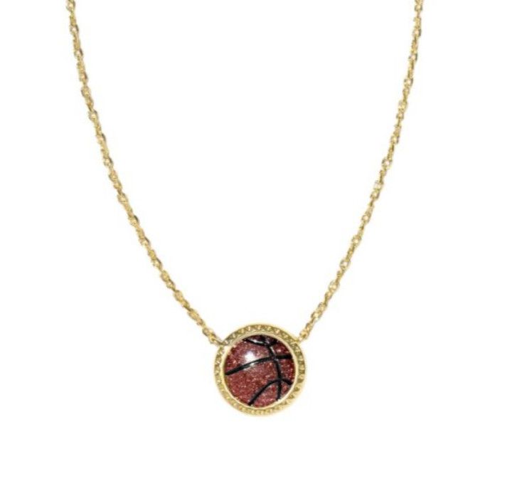 The Basketball Pendant Necklace in Orange Goldstone
