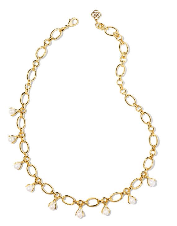 The Ashton Pearl Gold Chain Necklace White Pearl