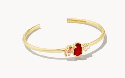 The Alexandria Gold Cuff Bracelet in Cranberry Mix